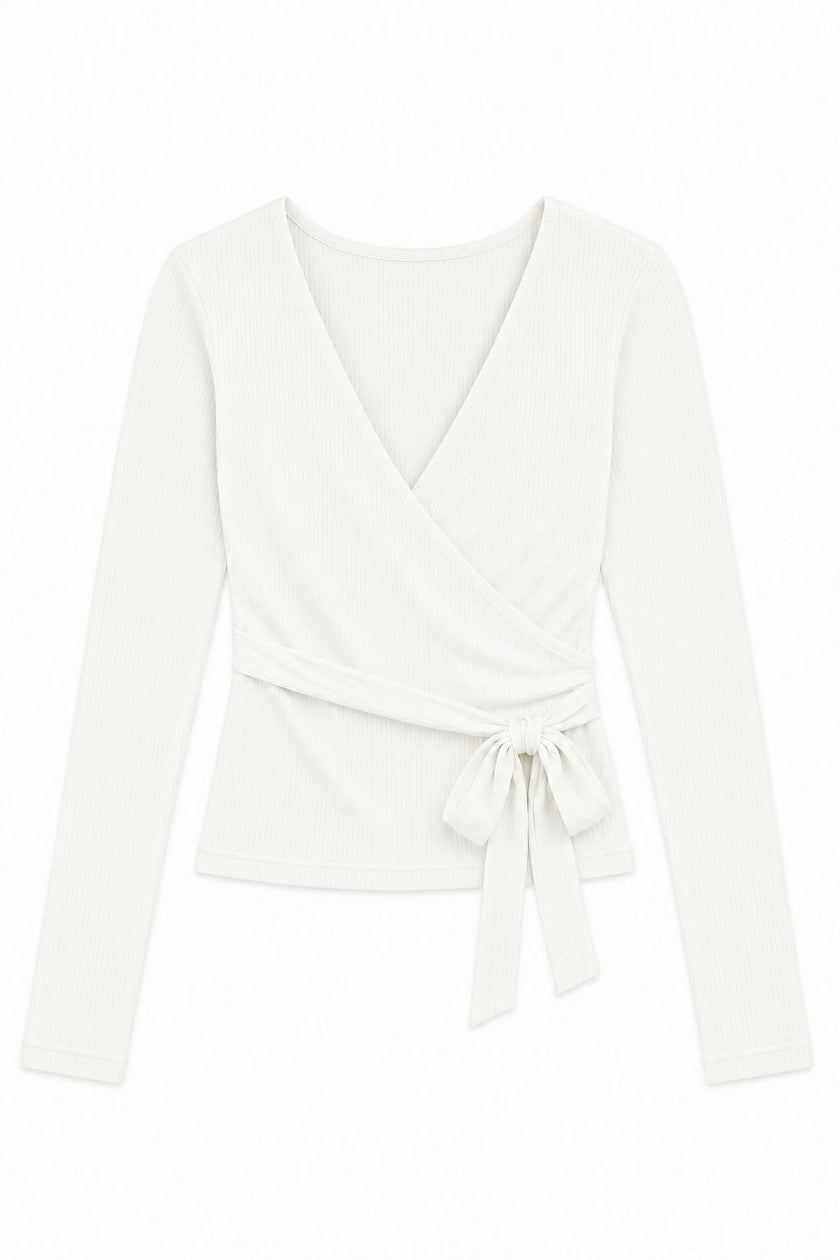 Ever White Lightweight Rib Wrap Top