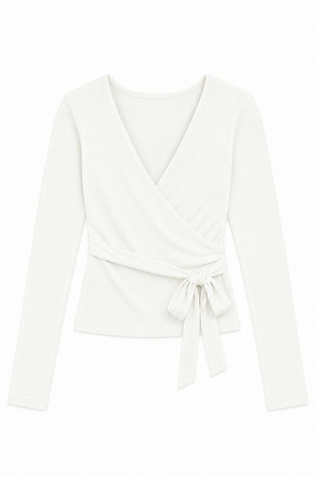 Ever White Lightweight Rib Wrap Top