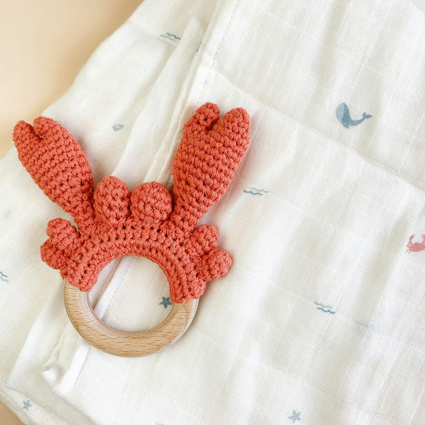 Nautical Swaddle and Teether Set - Crab