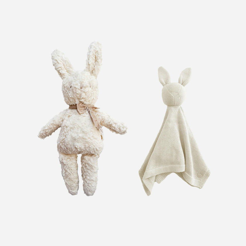 Charlie Bunny Plush Toy Lovey Set - Taupe and Cream