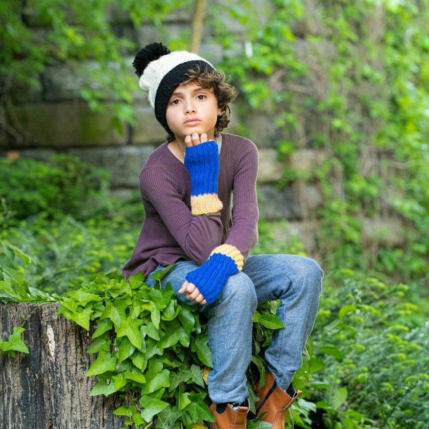 Kids Cable Knit Fingerless Gloves