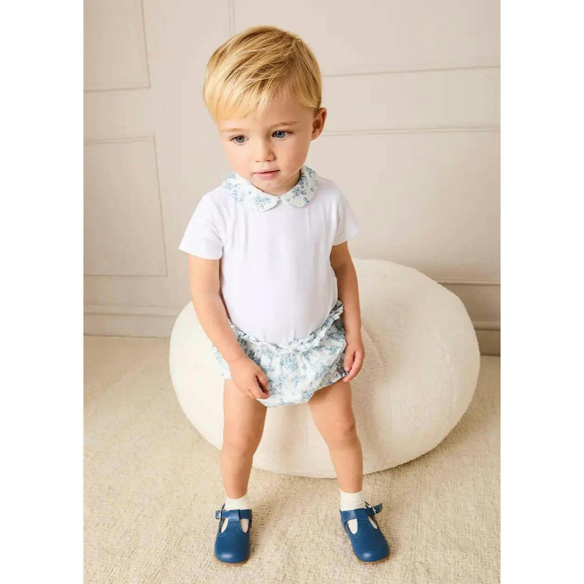 Audrey Toile Peter Pan Collar Bodysuit in Blue (1mth-2yrs)