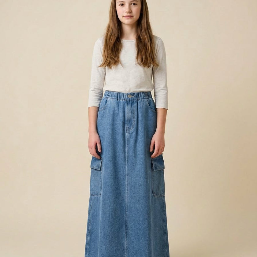 Denim Cargo Skirt