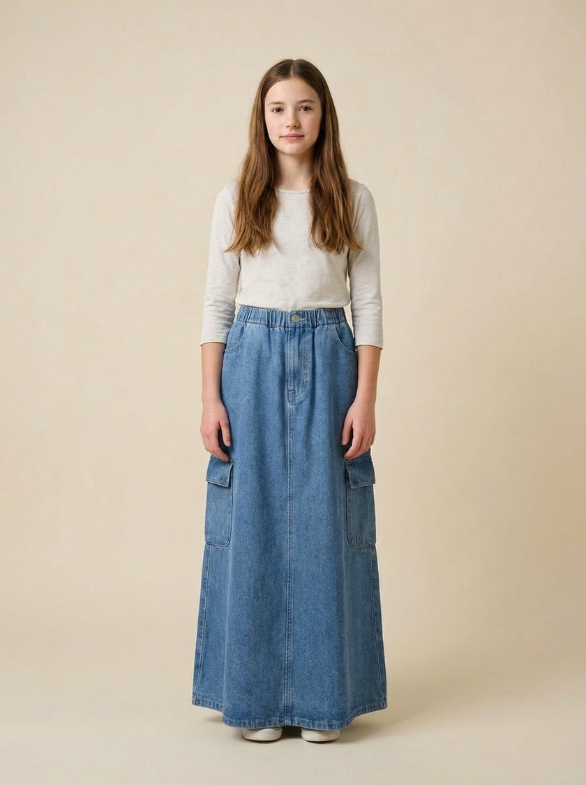 Denim Cargo Skirt
