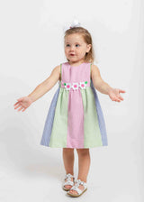 Stripe Seersucker Dress With Flowers