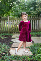 Holiday Twirly Dress in Burgundy Bodre