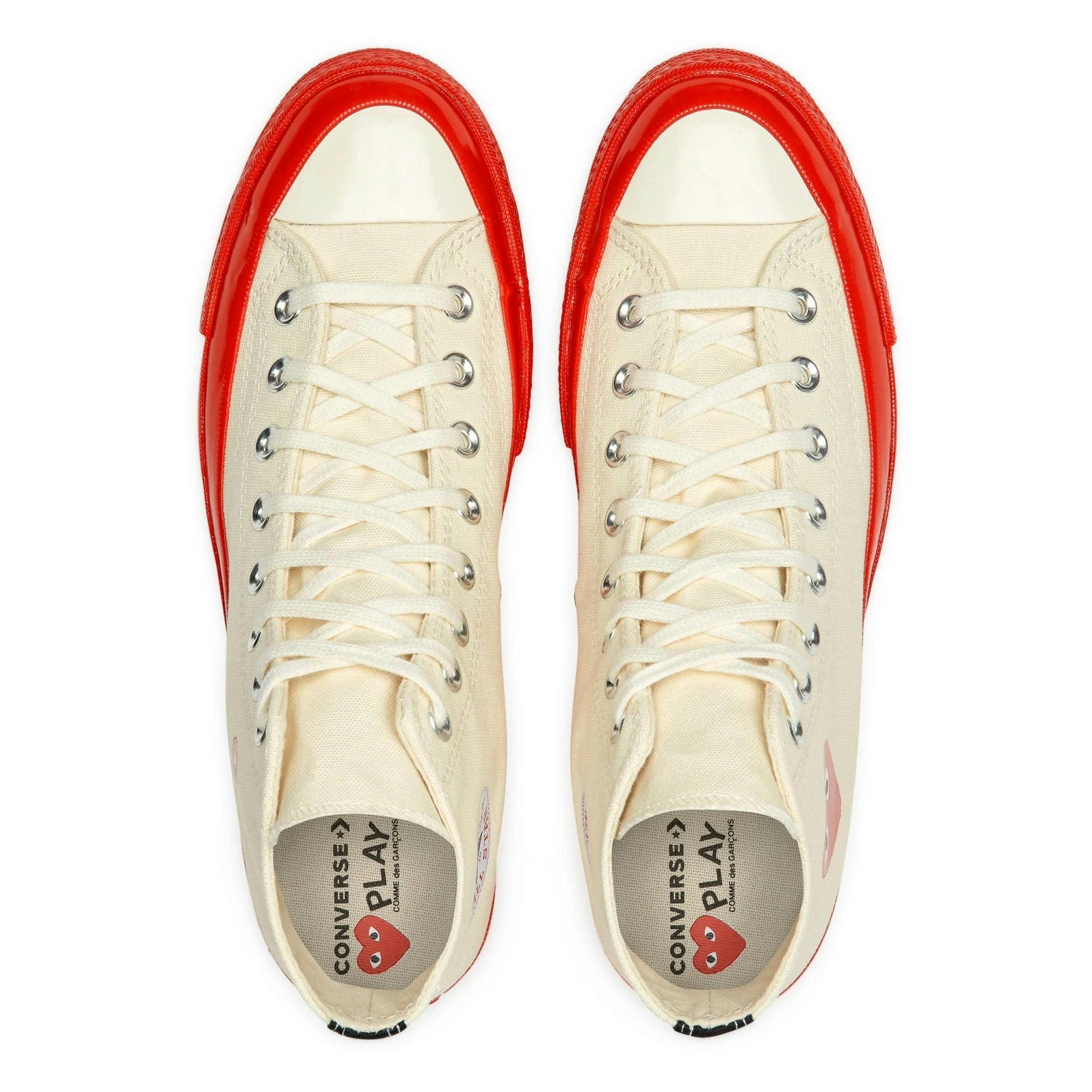 Beige & Red Converse High Top Sneakers