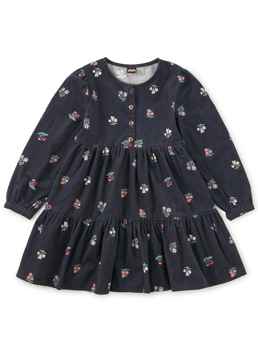 Corduroy Henley Shirtdress, Midnight Posy