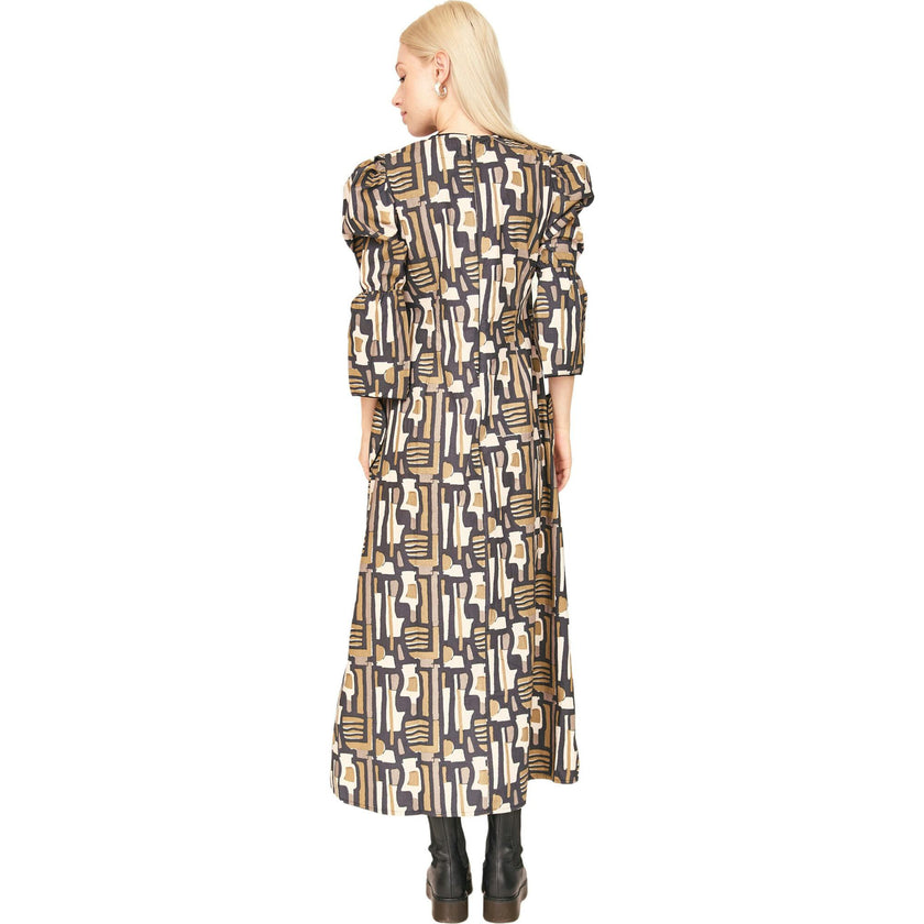 Cassis Dress in Olive Labyrinth