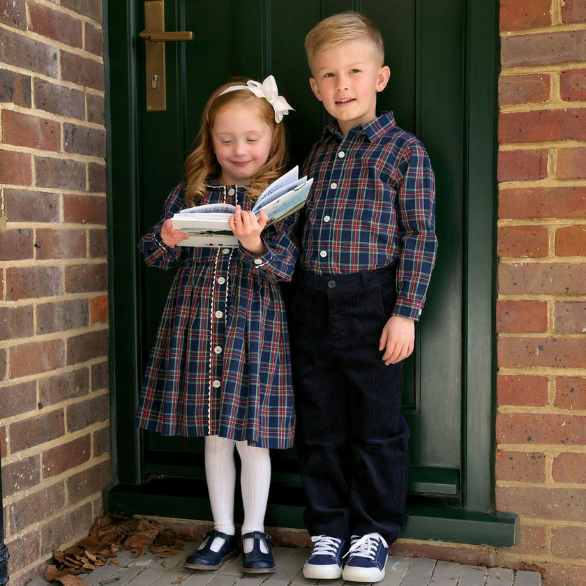 Tartan Button-Front Dress