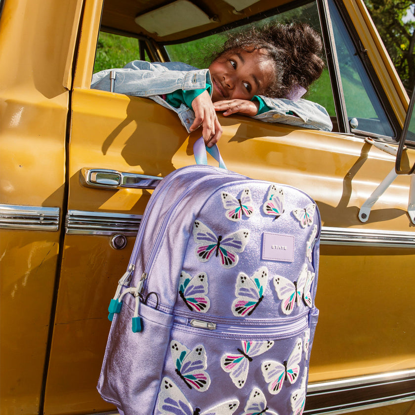 Kane Double Pocket Backpack, Metallic 3D Butterfly
