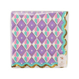 Packed Party Circus Soiree Luncheon Napkins 20ct - Gold Foil Pastel Diamond Pattern 3-Ply Scalloped Edge Napkins for Circus Birthday Parties