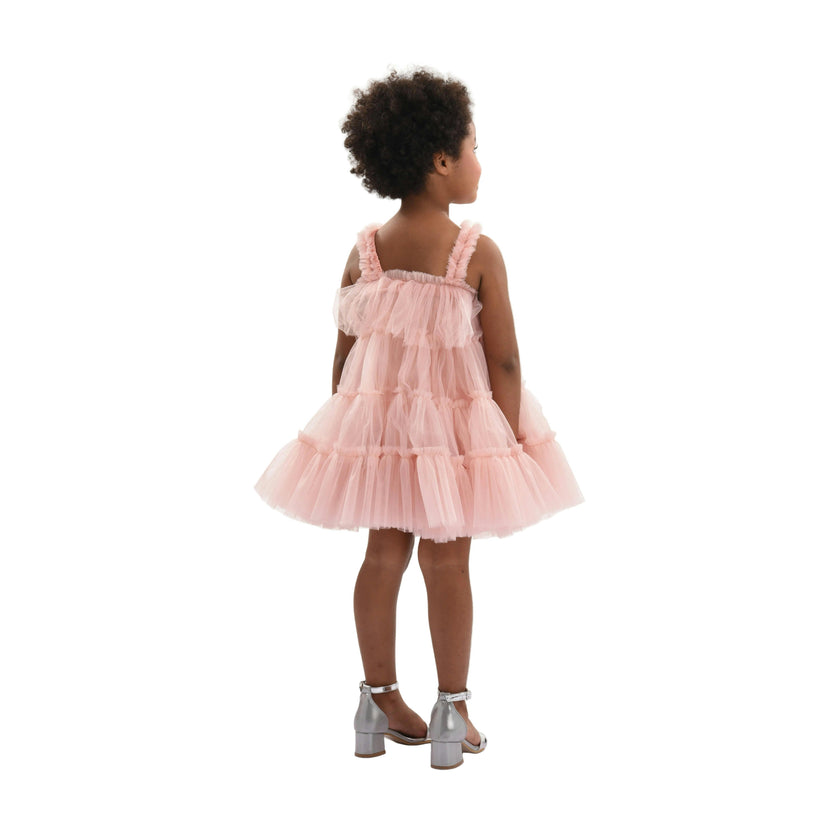 Light Pink Isoldea Tulle Ruffle Dress
