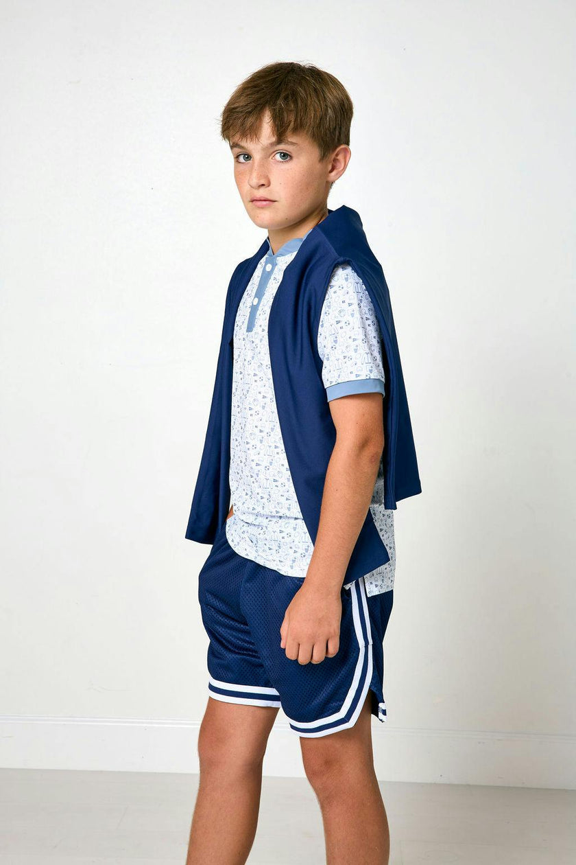 slate/white champions blade shirt