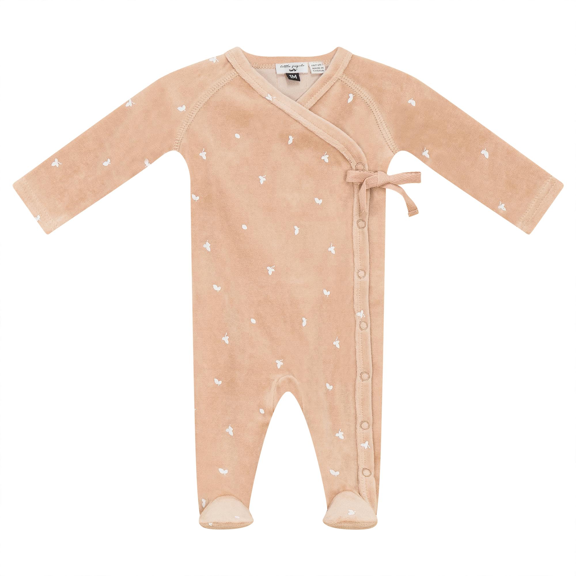 Cotton Velour Leaf Print Onesie