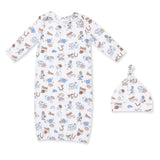 Football Nursery - Lap Shoulder Gown and Knotted Hat