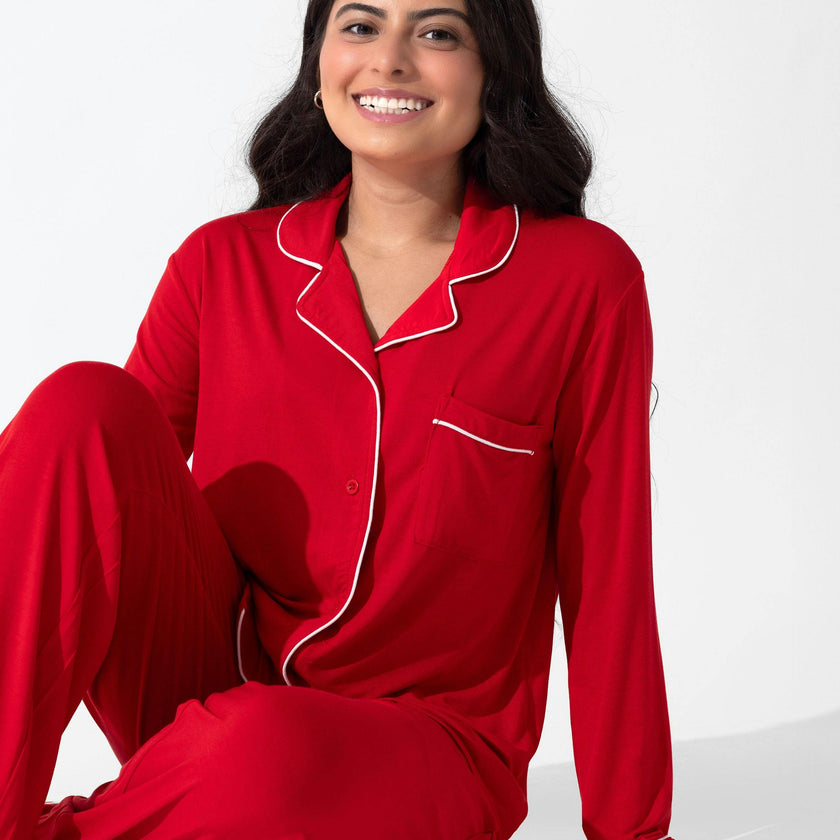 Winterberry Red Bamboo Women's Trim PJ Set
