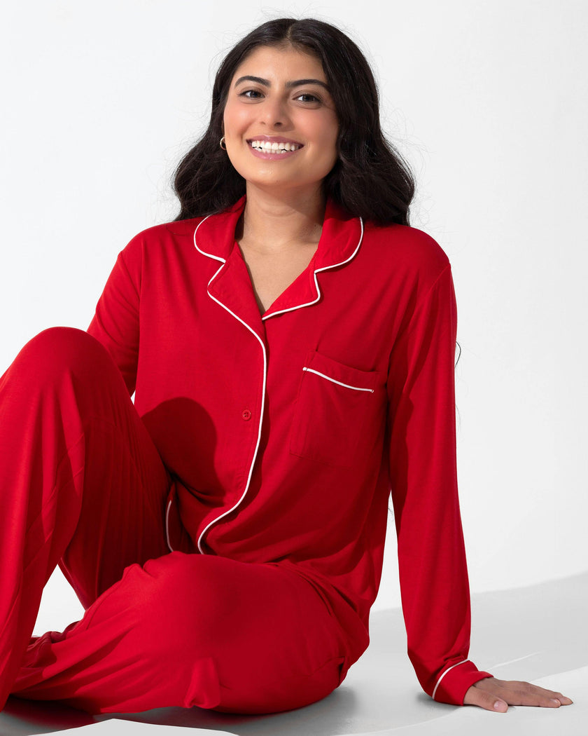Winterberry Red Bamboo Women's Trim PJ Set