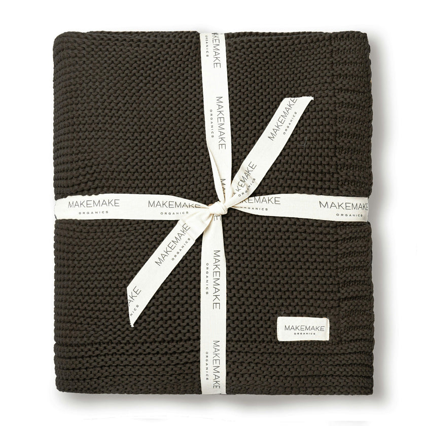 Organic Knit Throw Blanket - Charcoal Gray