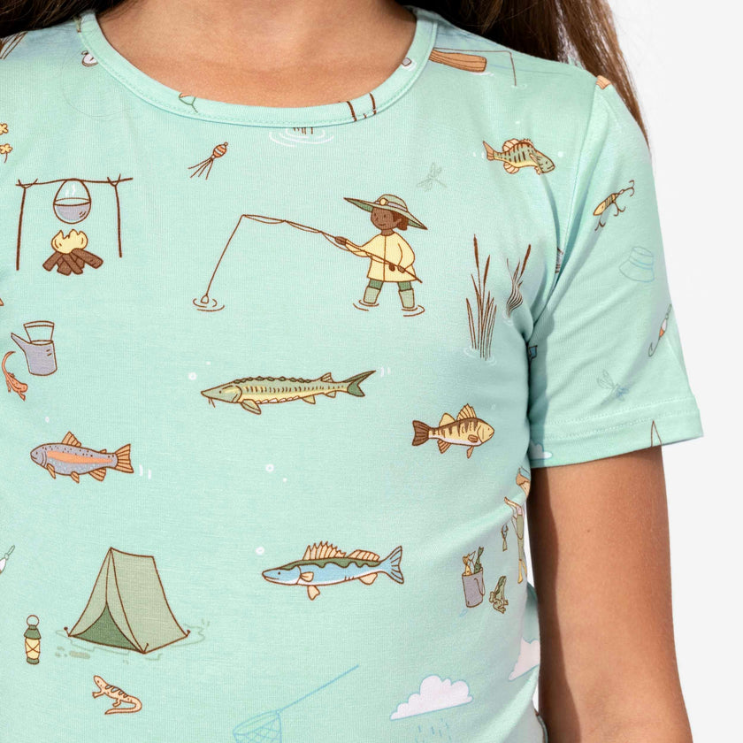 Fishing Bamboo Kids Pajama Short Set
