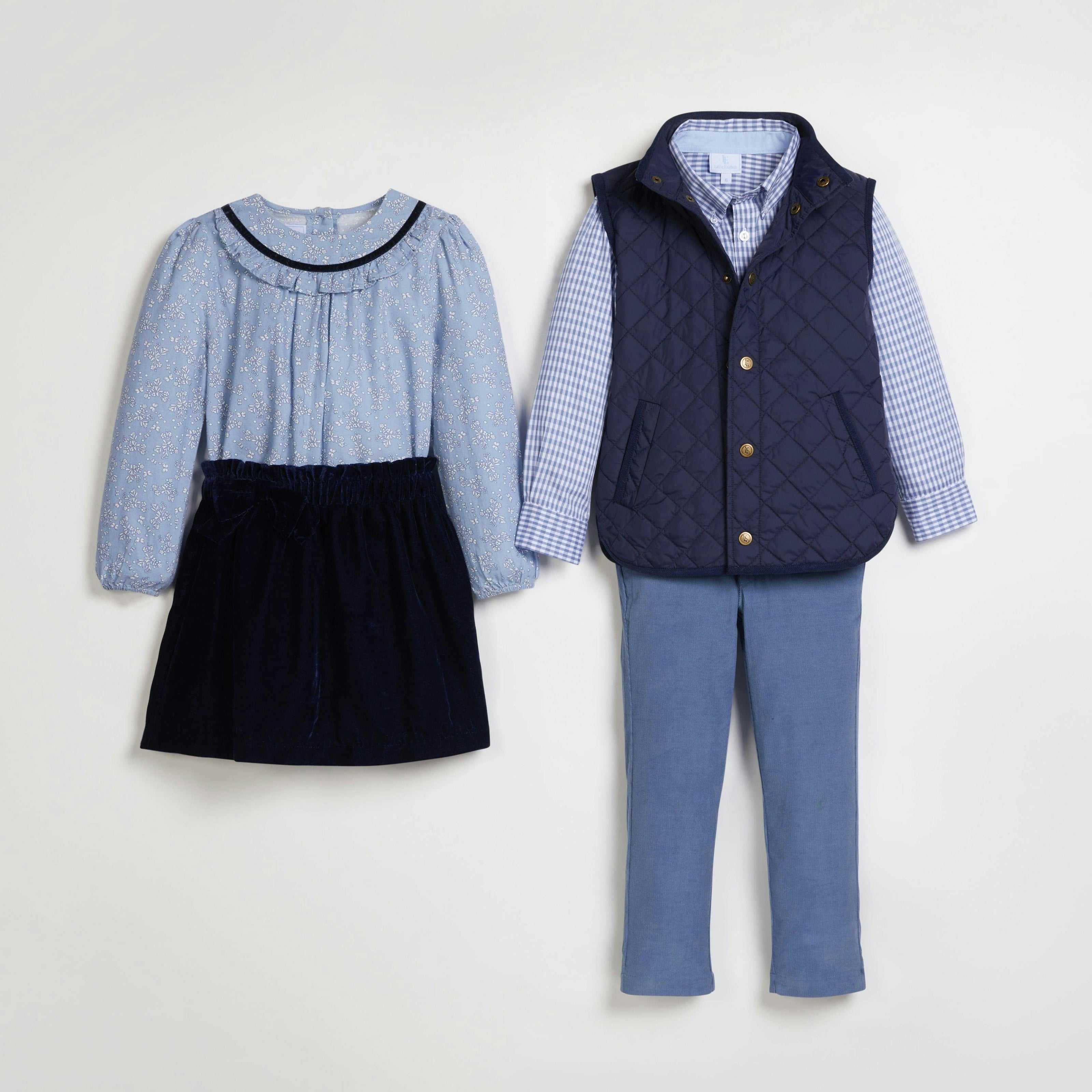 Button Down Shirt - Gray Blue Gingham