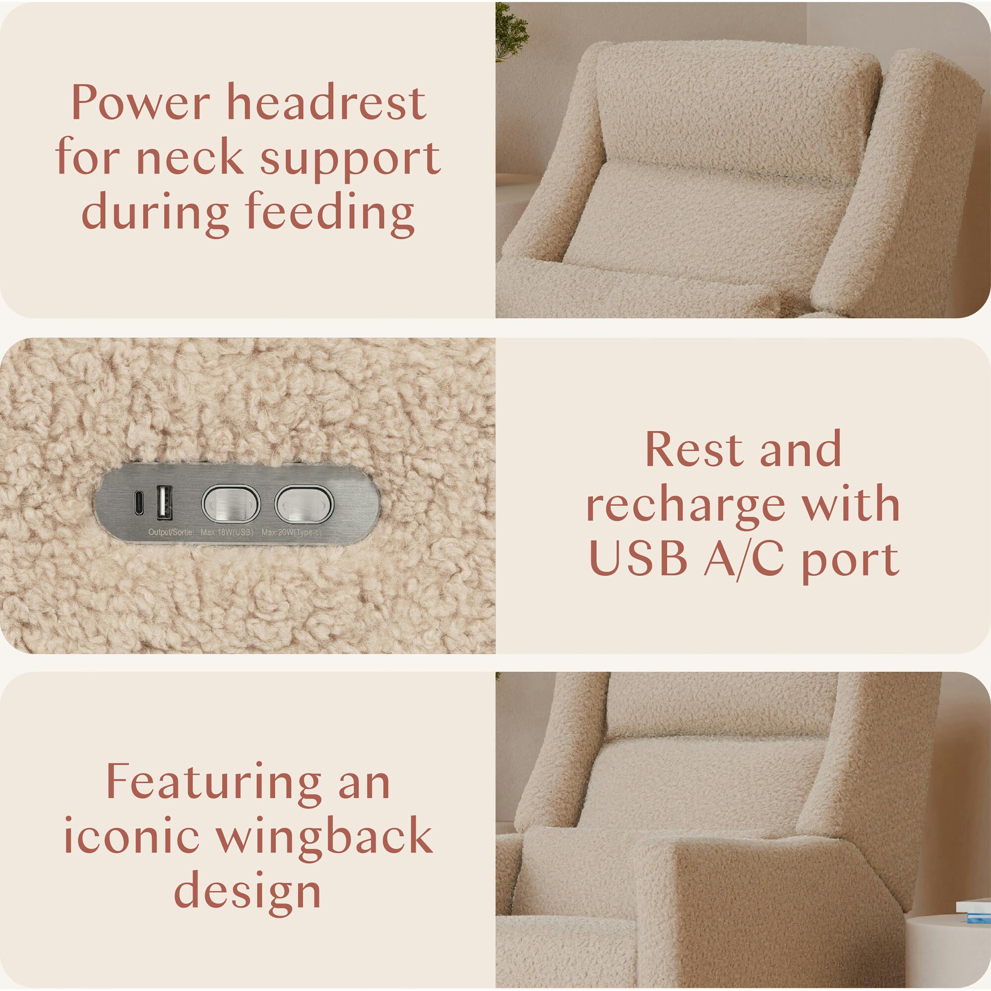 Kiwi Plus Power Recliner and Swivel Glider with Power Adjustable Headrest and USB Port
