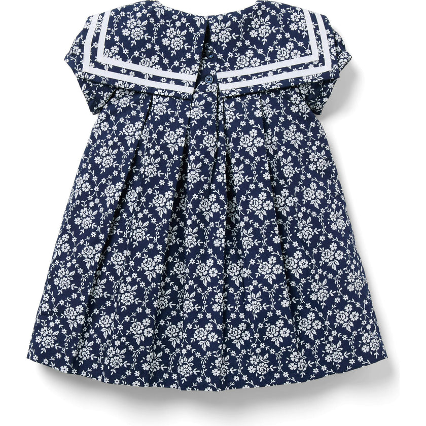 The Floral Sailor Baby Dress, Blue