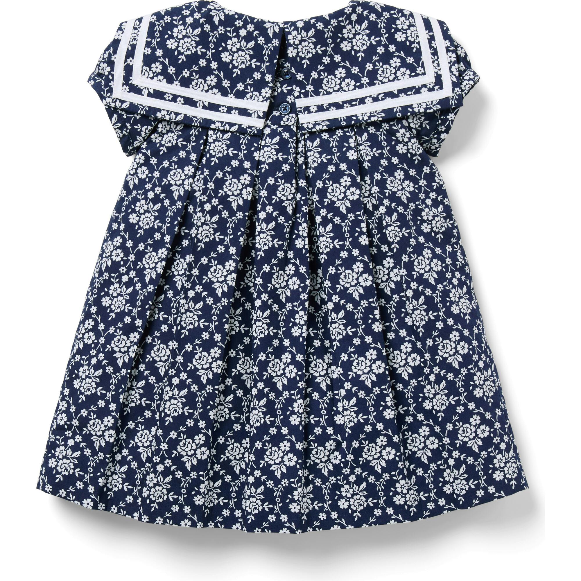 The Floral Sailor Baby Dress, Blue