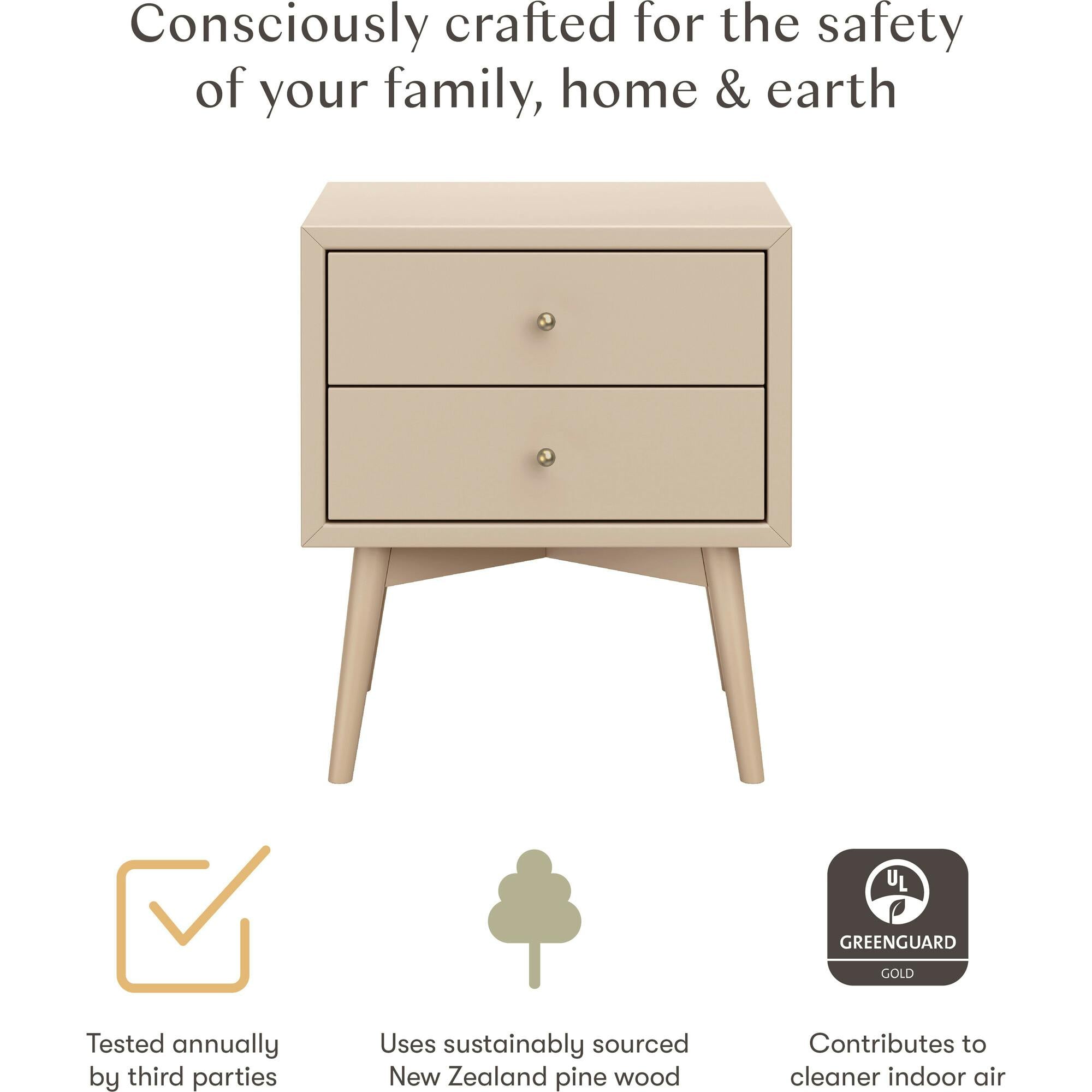 Palma Assembled Nightstand in Taupe