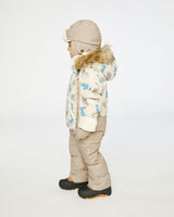 Baby Snug One Piece Snowsuit Adapted For Car Seats Blue Dinosaur Print