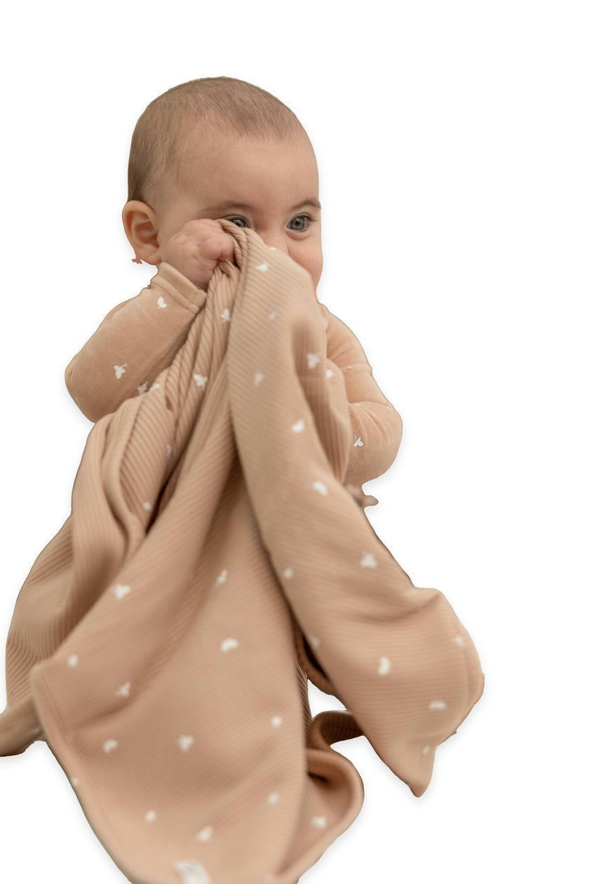 Leaf Print Ribbed Blanket