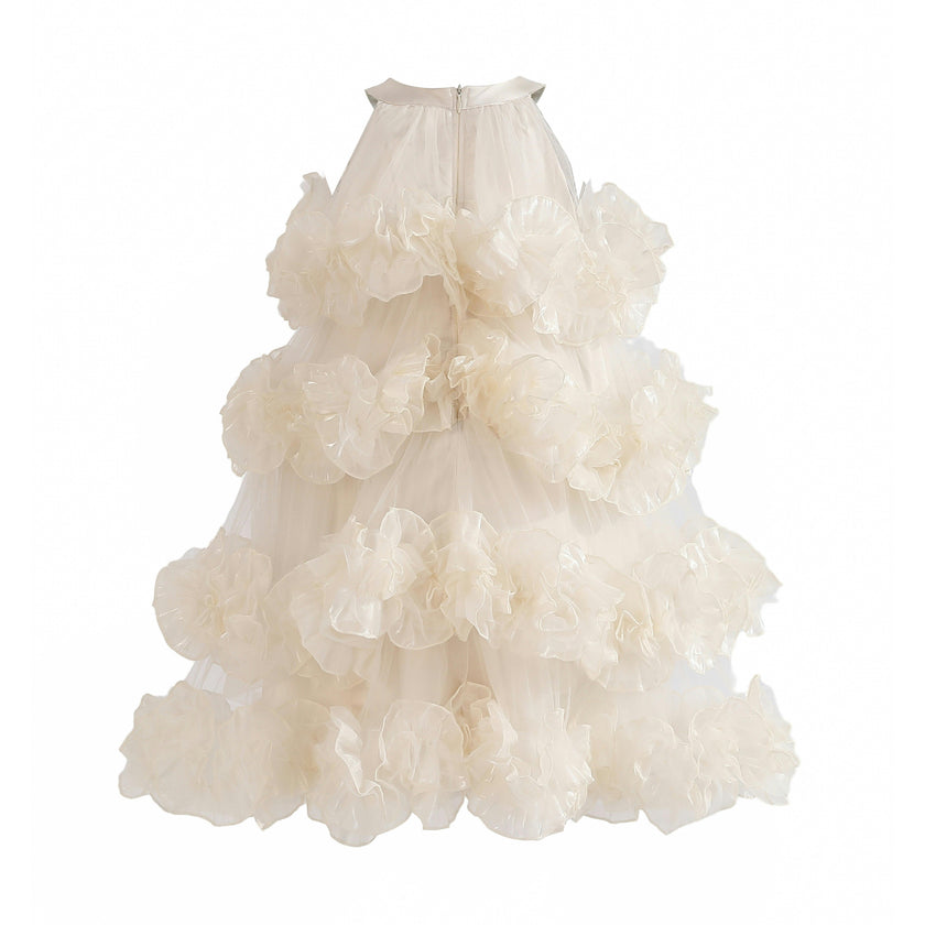 Cream Elysia Tiered Ruffle Dress