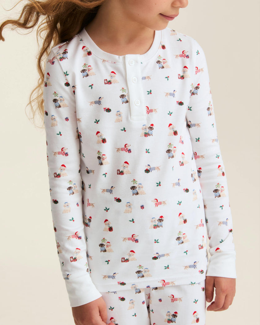 Kid's Pima Snug Fit Pajama Set in Woof de Noël