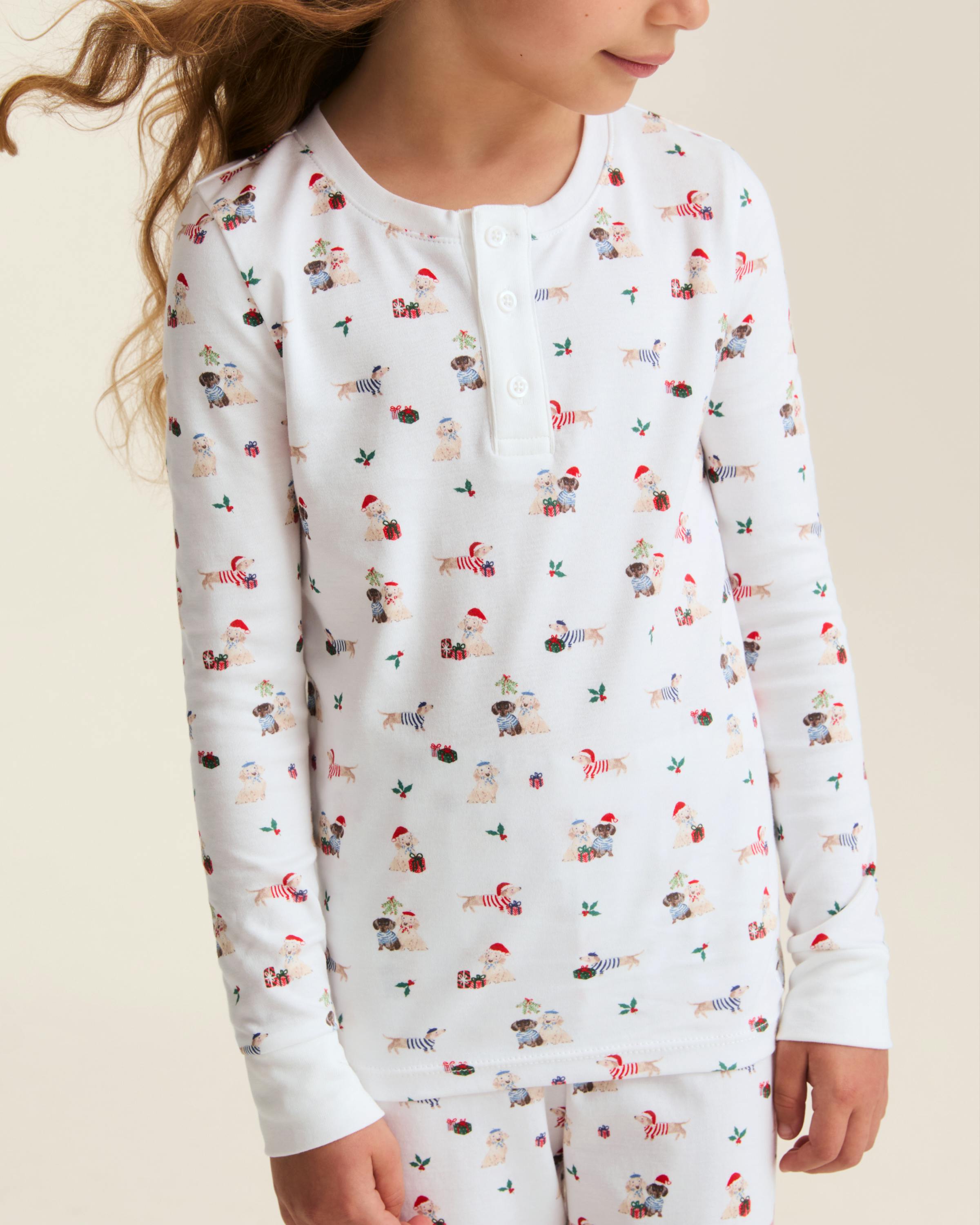 Kid's Pima Snug Fit Pajama Set in Woof de Noël