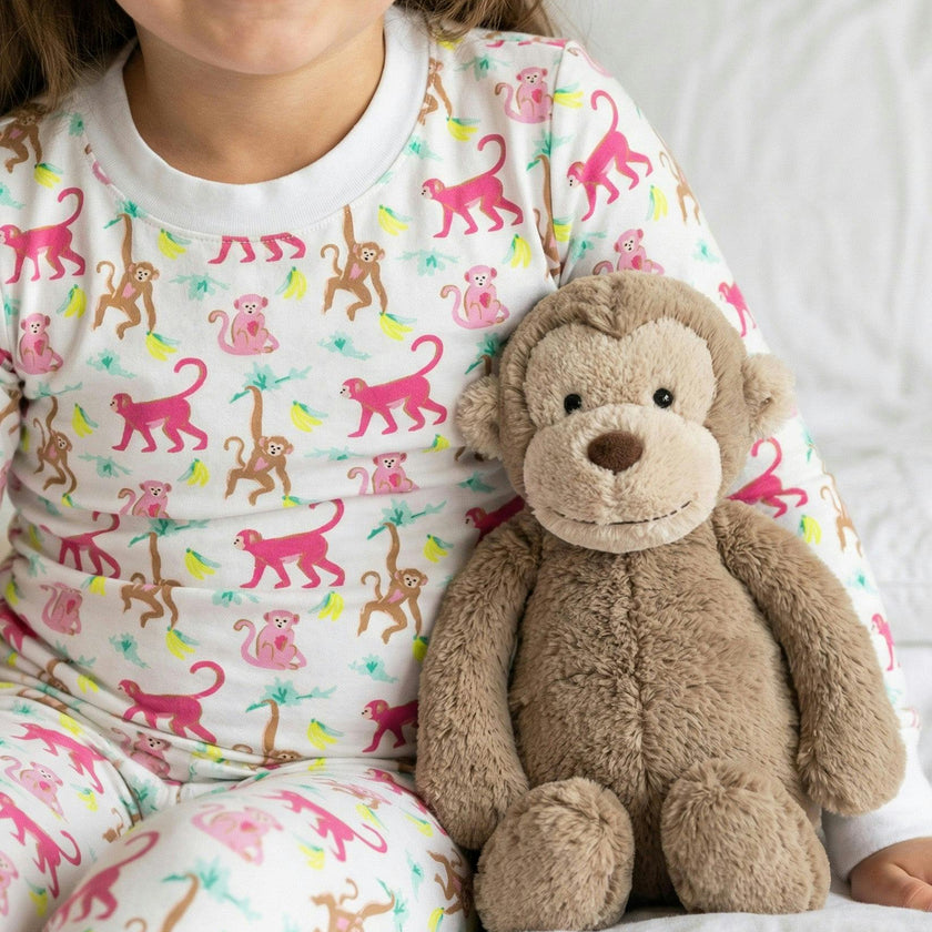 The Organic Long Sleeve Pajama Set [Monkeying Around Pink]