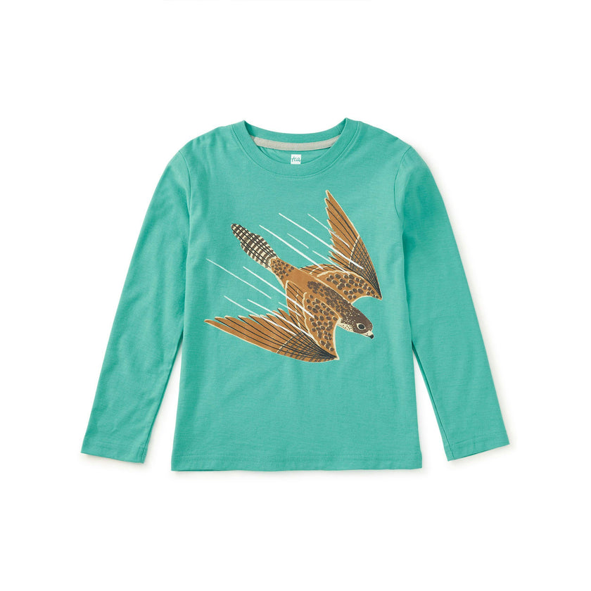 Peregrine Falcon Graphic Tee, Glaze Blue