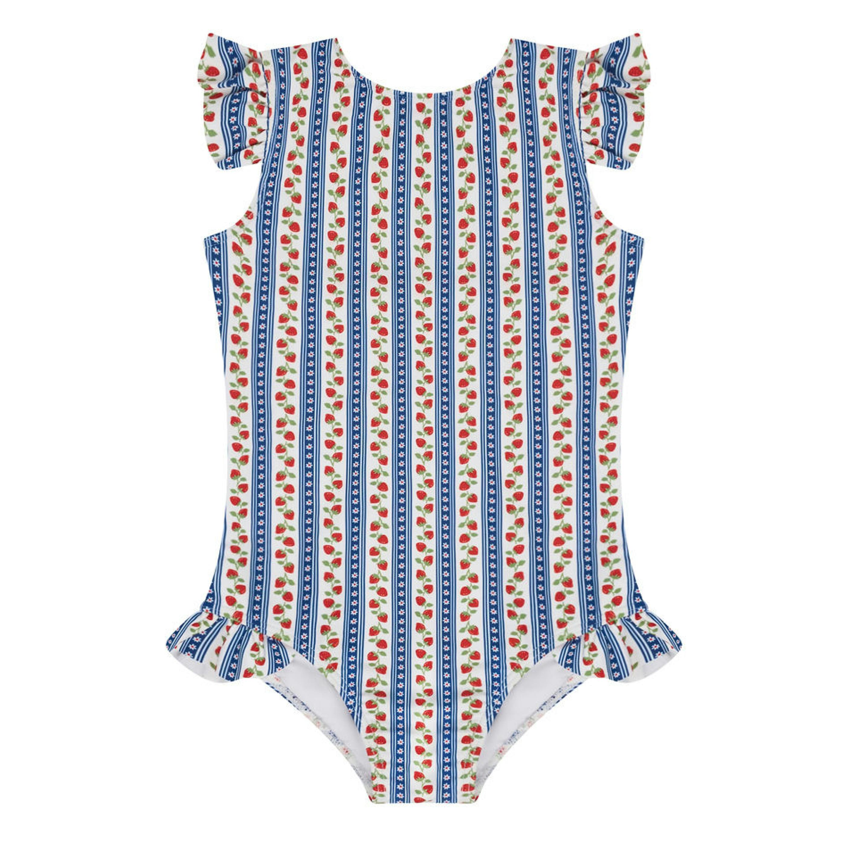 girls strawberry patch ruffle cap sleeve one piece