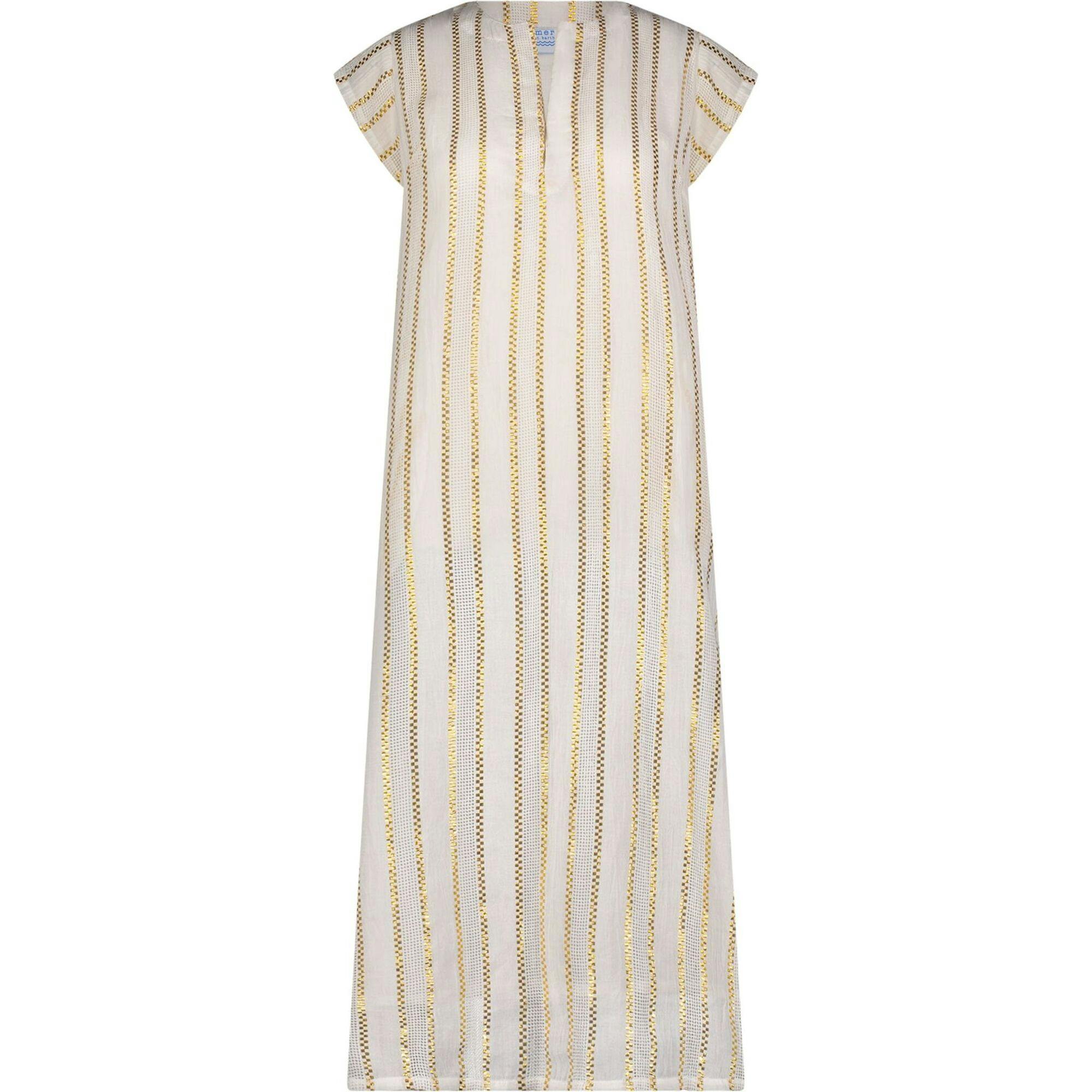 Noa Women's Maxi Caftan Gold Lurex Stripe, Gold