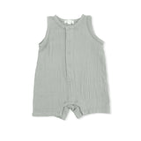 Solid Muslin Desert Green - Sleeveless Shortie Romper