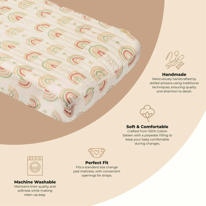 Parker Quilted Change Pad Cover (Rainbow)