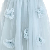 Blue Flower-Embellished Tulle Dress