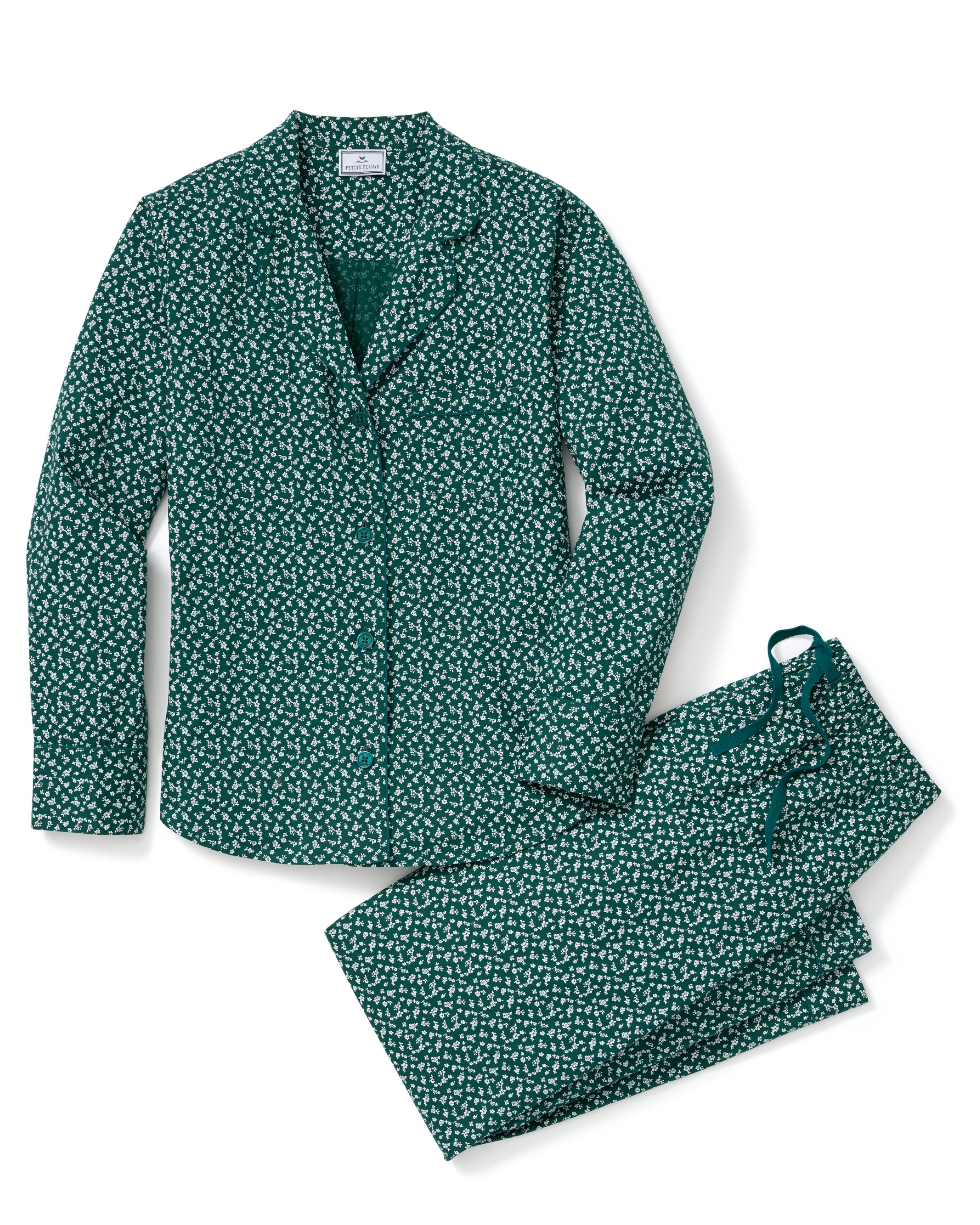 Women's Poplin Pajama Set in Ditsy Waltz Evergreen