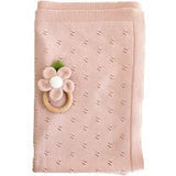 Blush Pique Blanket Pink Flower Rattle Gift Set