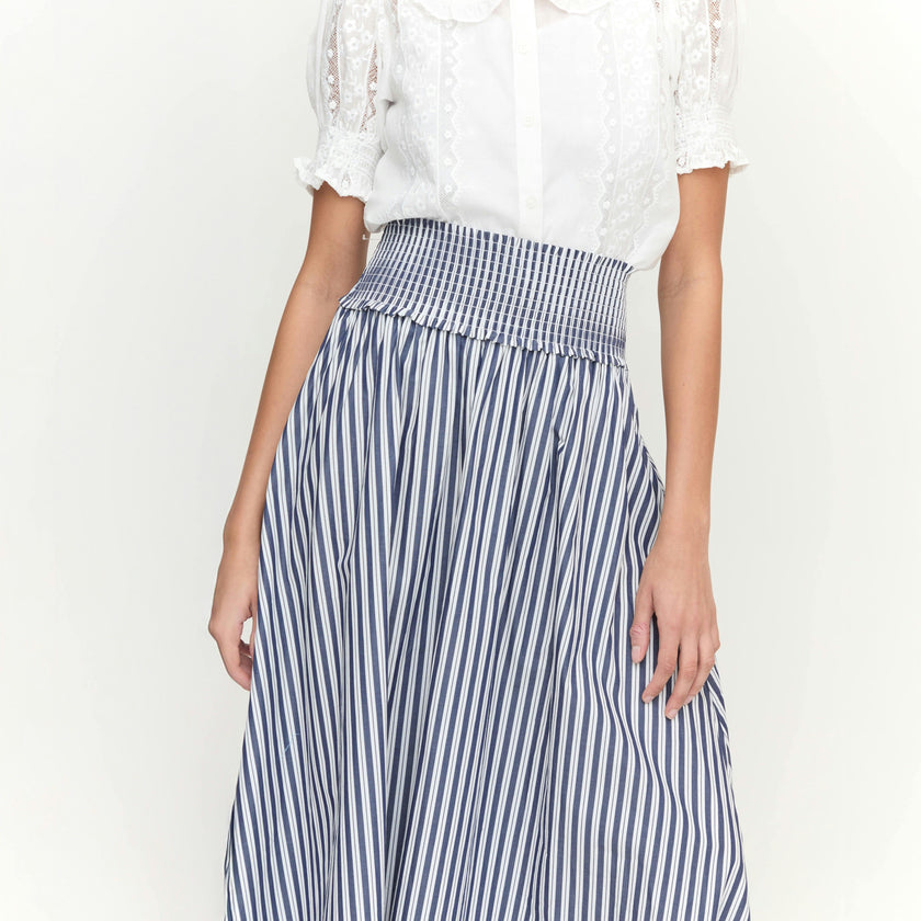 The Delphine Nap Skirt - Navy Stripe