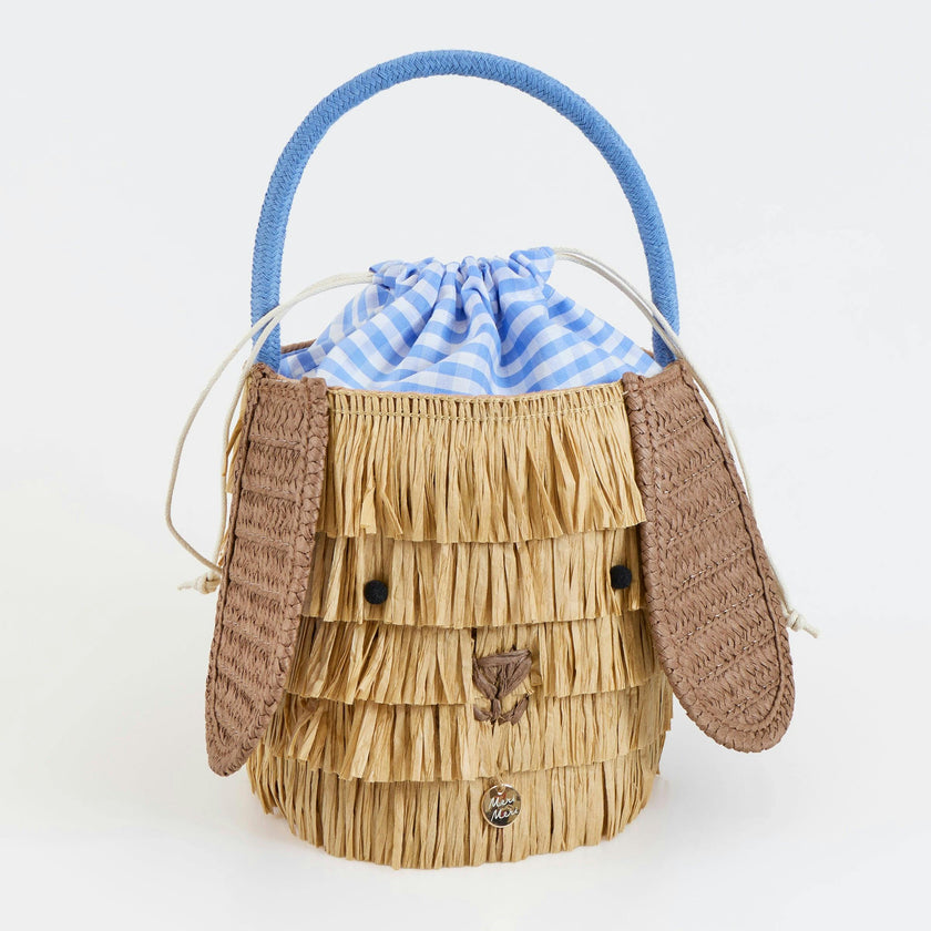Shaggy Raffia Puppy Basket