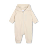 Beige Logo Baby Hooded Onesie