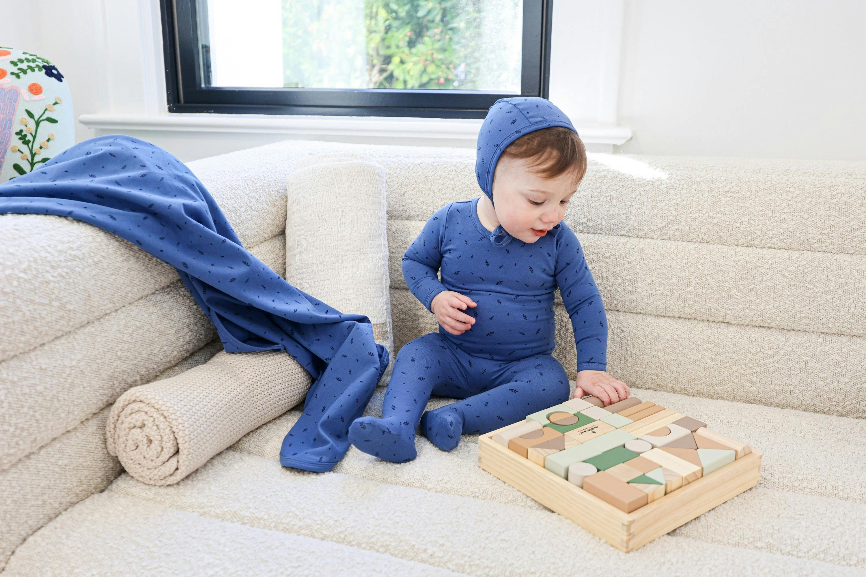 Elegant Leaves Footie and Beanie Set