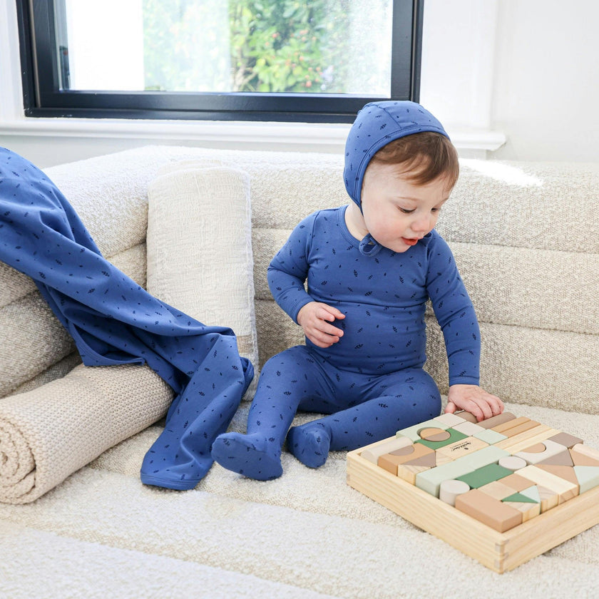 Elegant Leaves Footie and Beanie Set