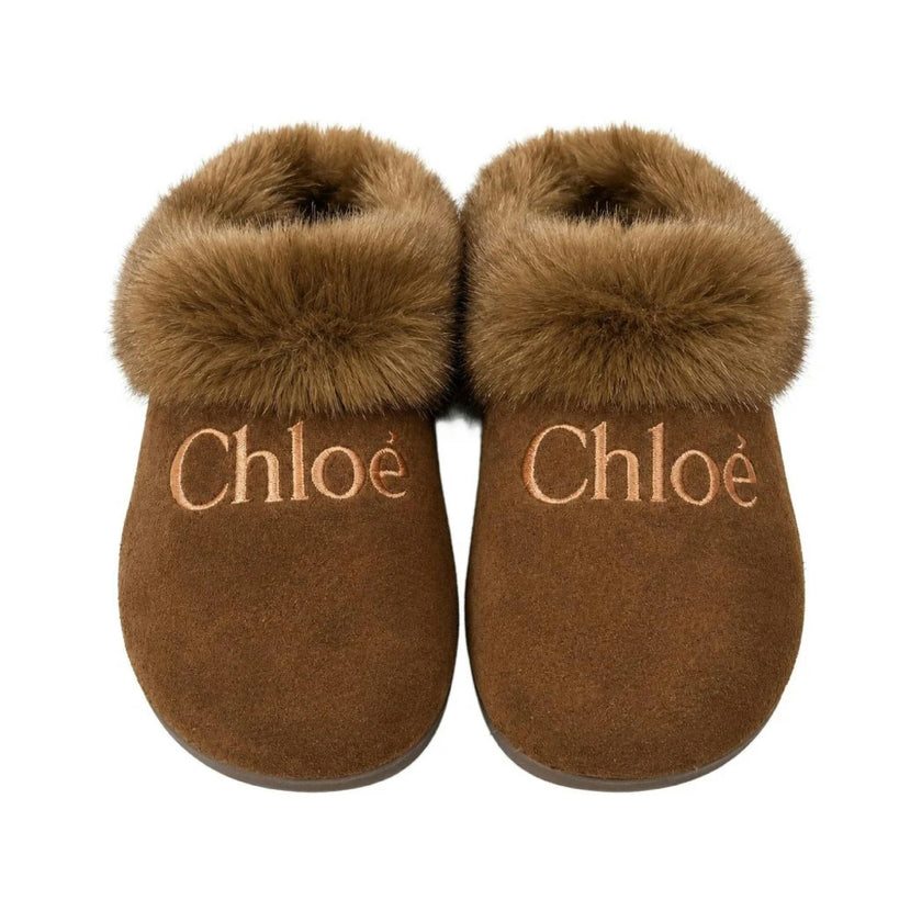 Brown Shearling Mule Slippers