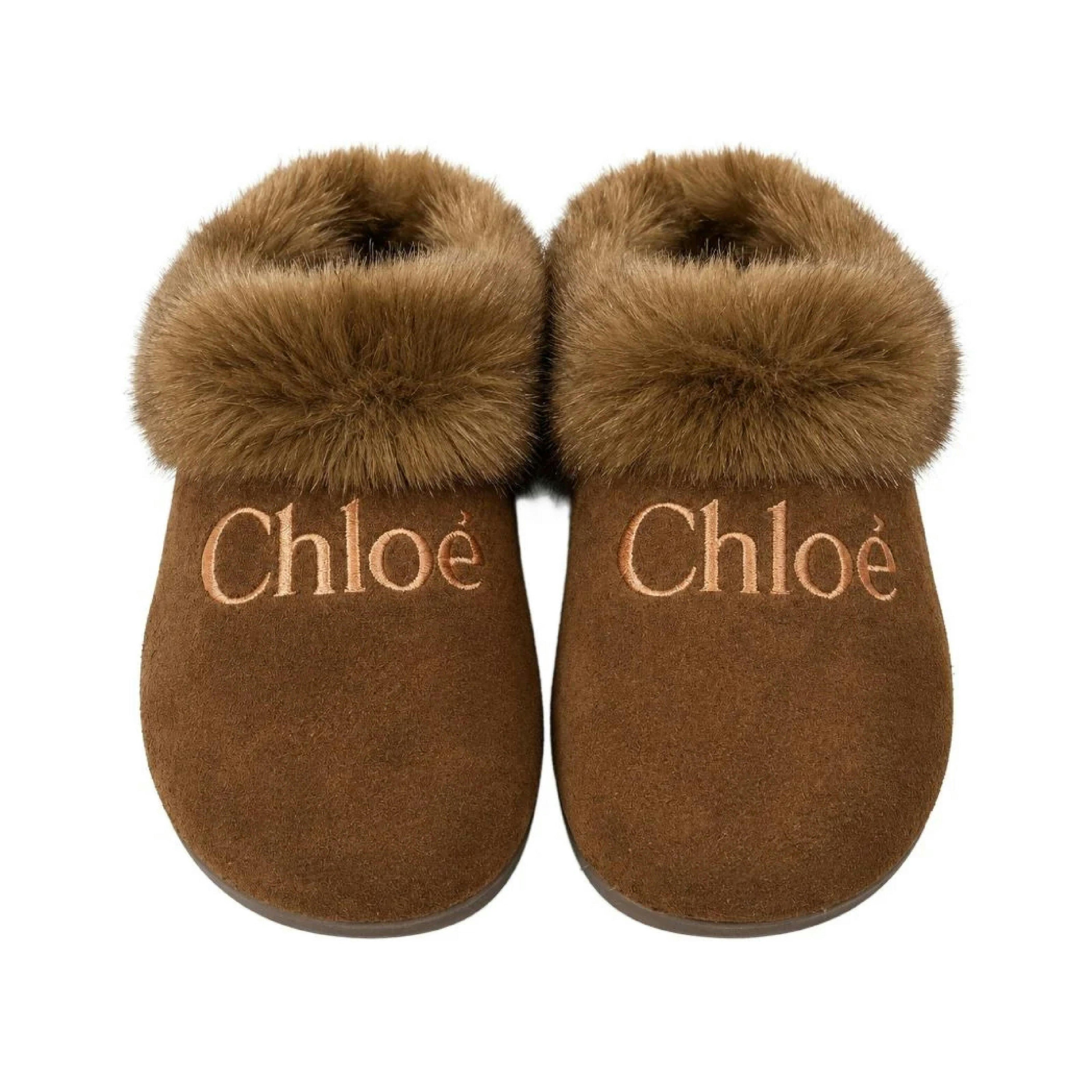 Brown Shearling Mule Slippers